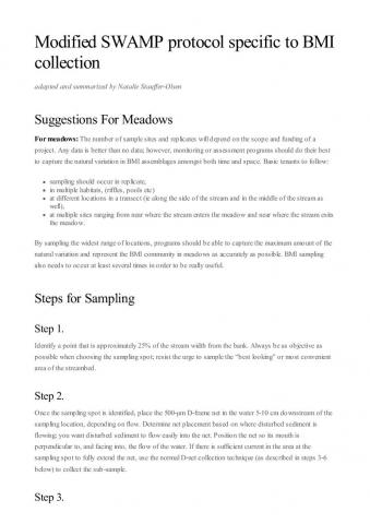 Simplified Aquatic Macroinvertebrate Sampling Protocol