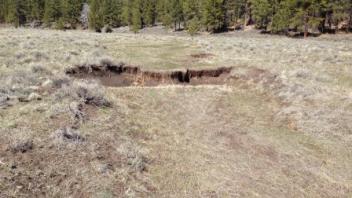 Headcut. 1.5 ft deep and 12 ft wide